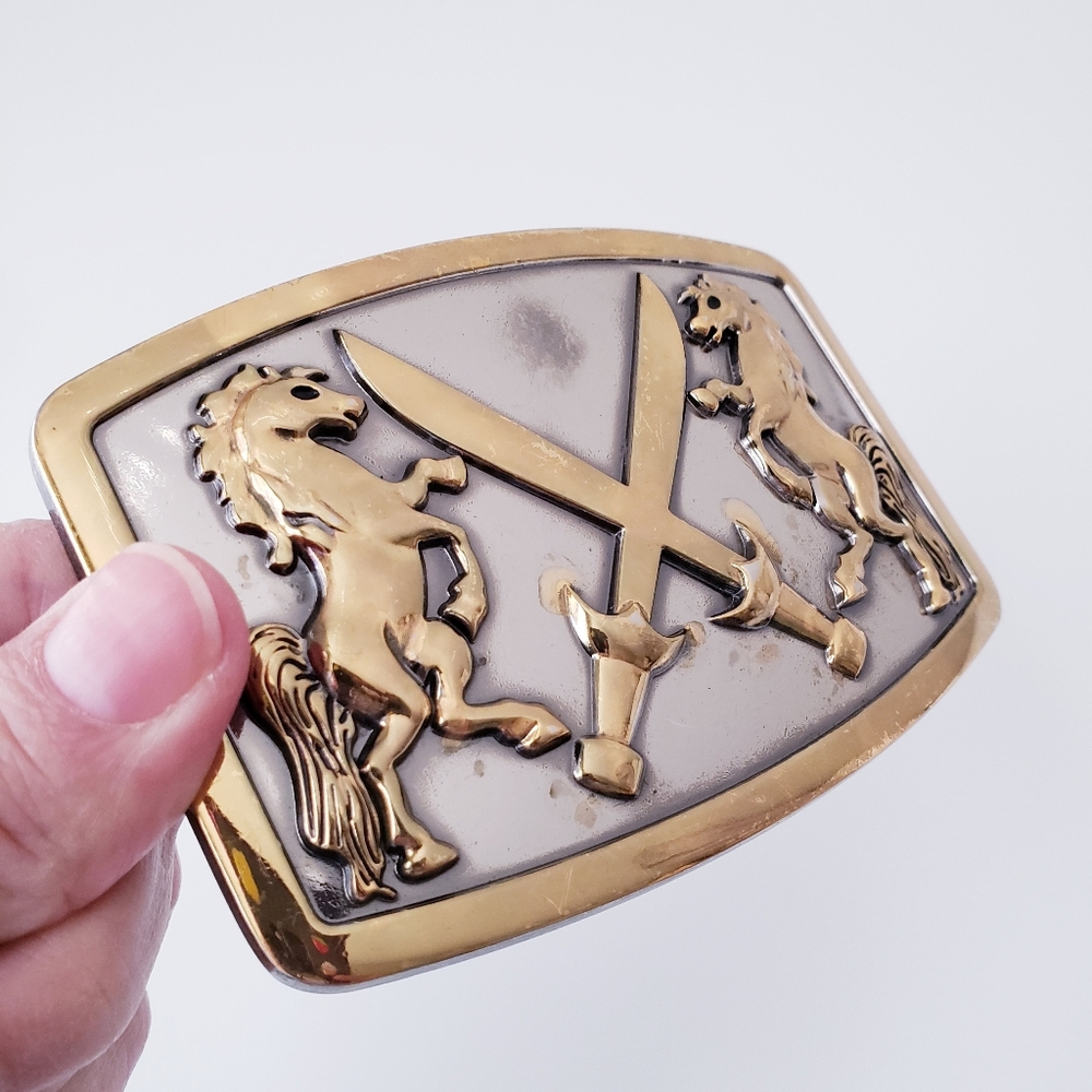 Vintage Silver-tone Lion and Swords Buckle - Picture 3 of 6